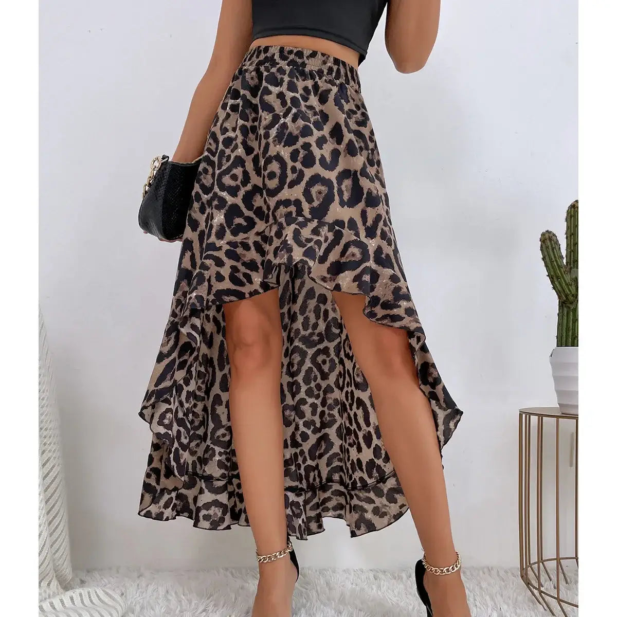 Summer Leopard Print Elegant Fashion Long Skirt Women Floral Sexy Aesthetic Split High Waist Sunscreen Wrap A-line