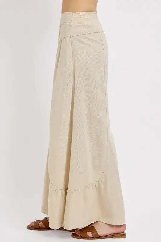 Taupe Shirring Detail Pants - Pants