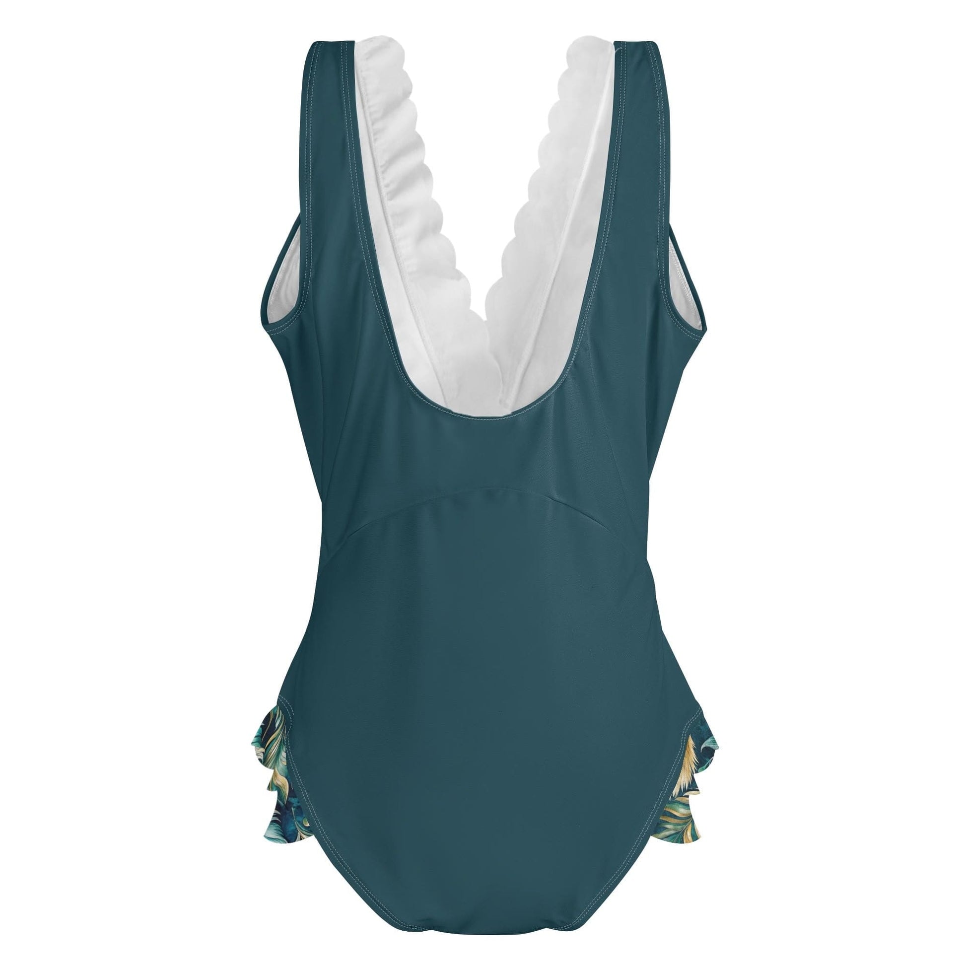 Teal and Peacock Ruffles One Piece Swimsuit