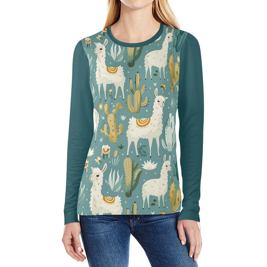 Teal Llamas Long Sleeve T-Shirt