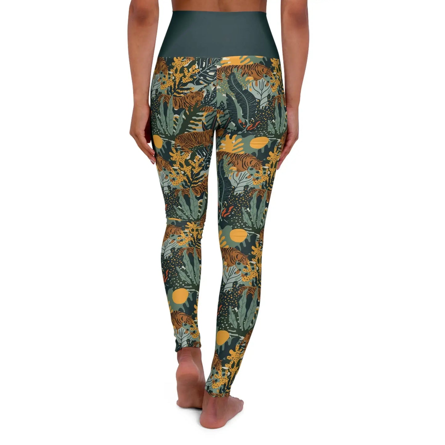 Tiger Jungle Green High Waisted Yoga Leggings Leggings