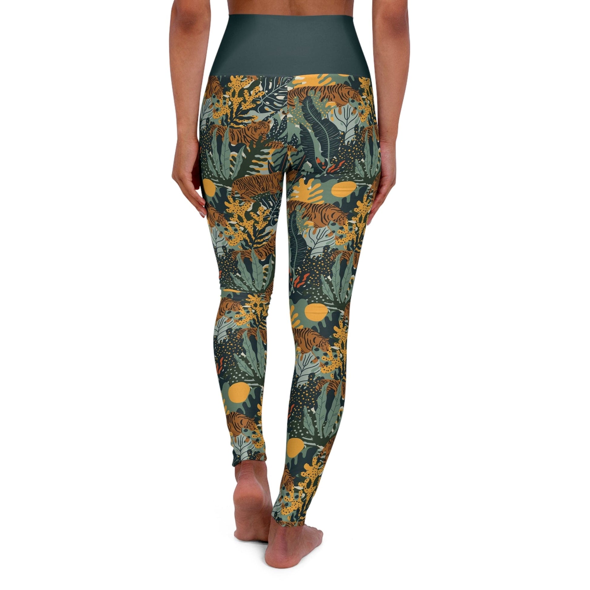 Tiger Jungle Green High Waisted Yoga Leggings