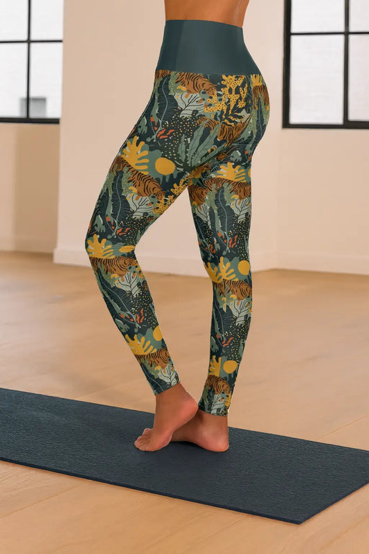 Tiger Jungle Green Yoga Leggings Leggings
