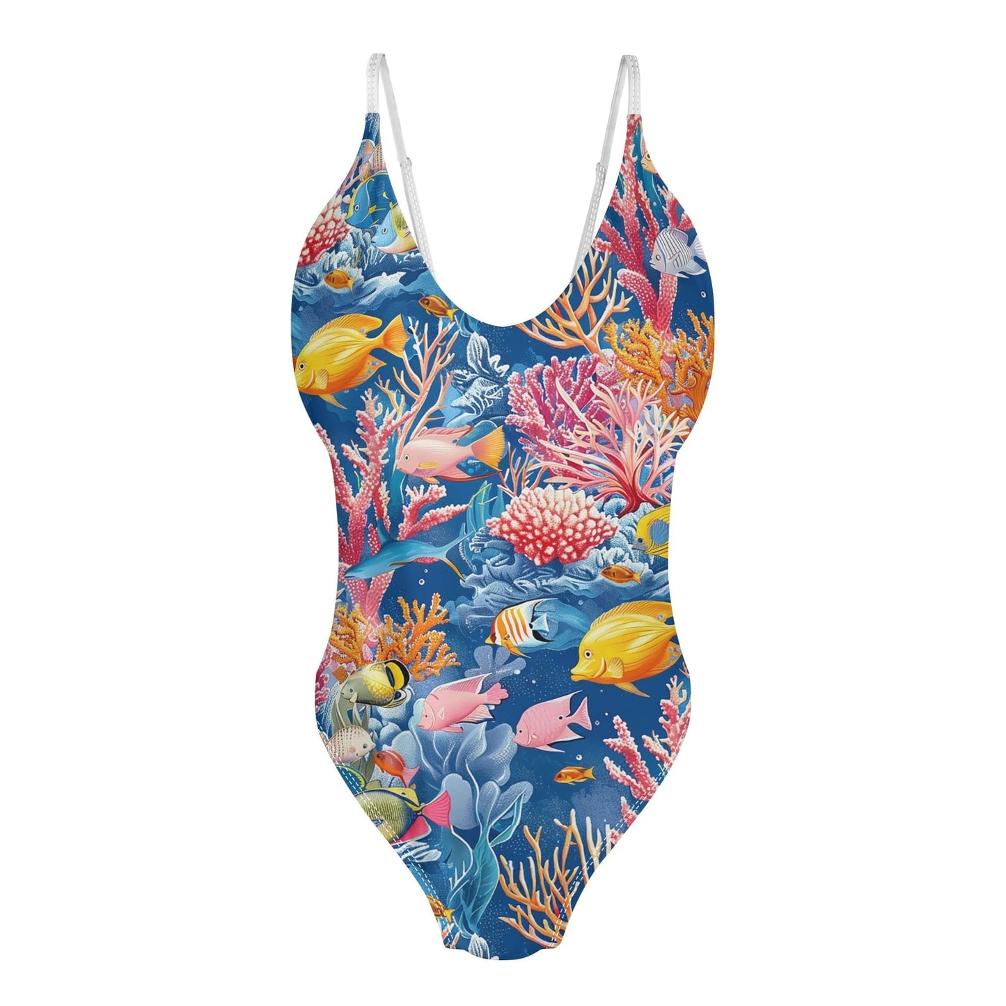 Tropical Fish One Piece V-neck Swimsuit