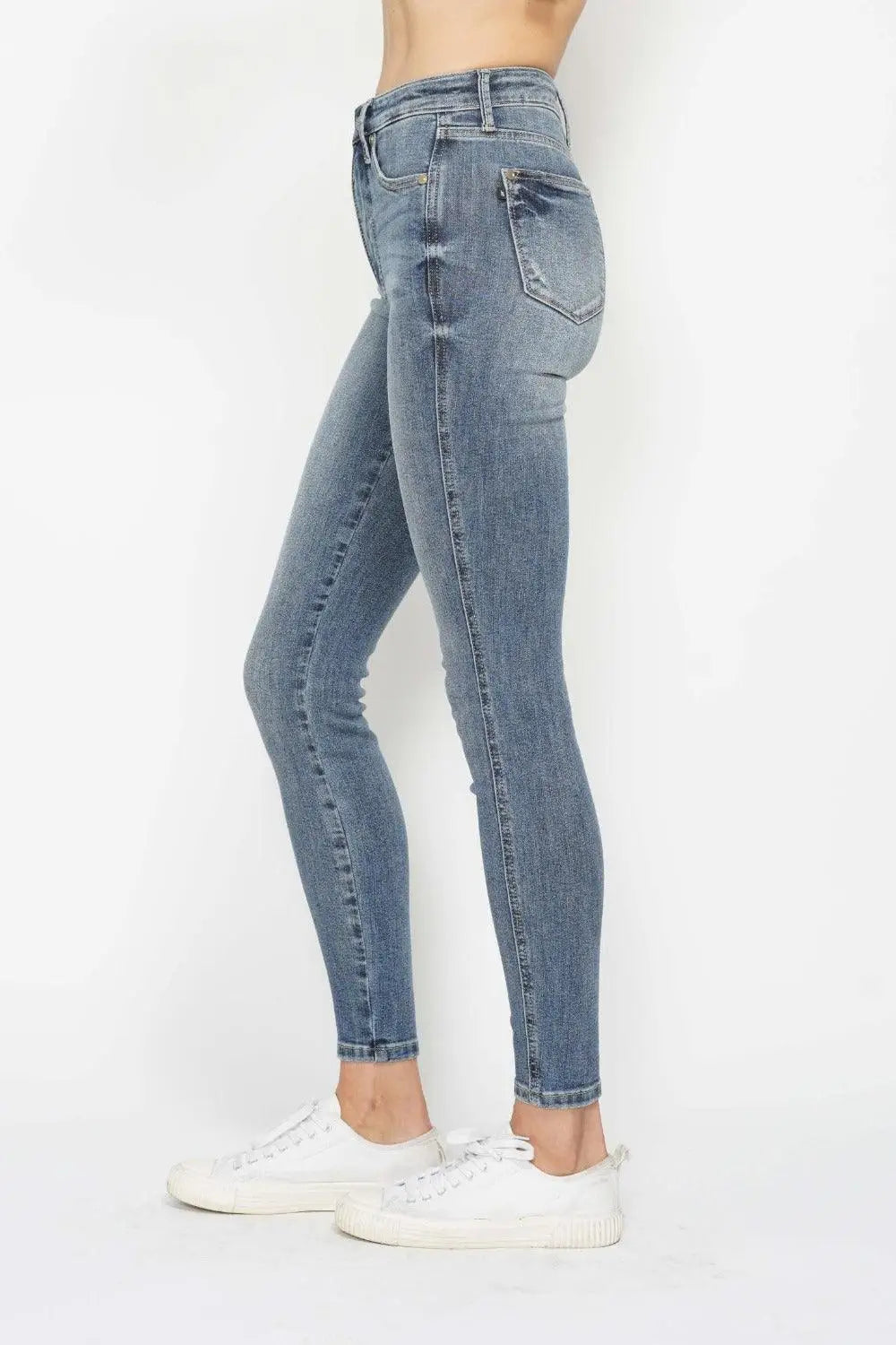 Tummy Control Contrast Wash Skinny Jeans - Skinny Jeans