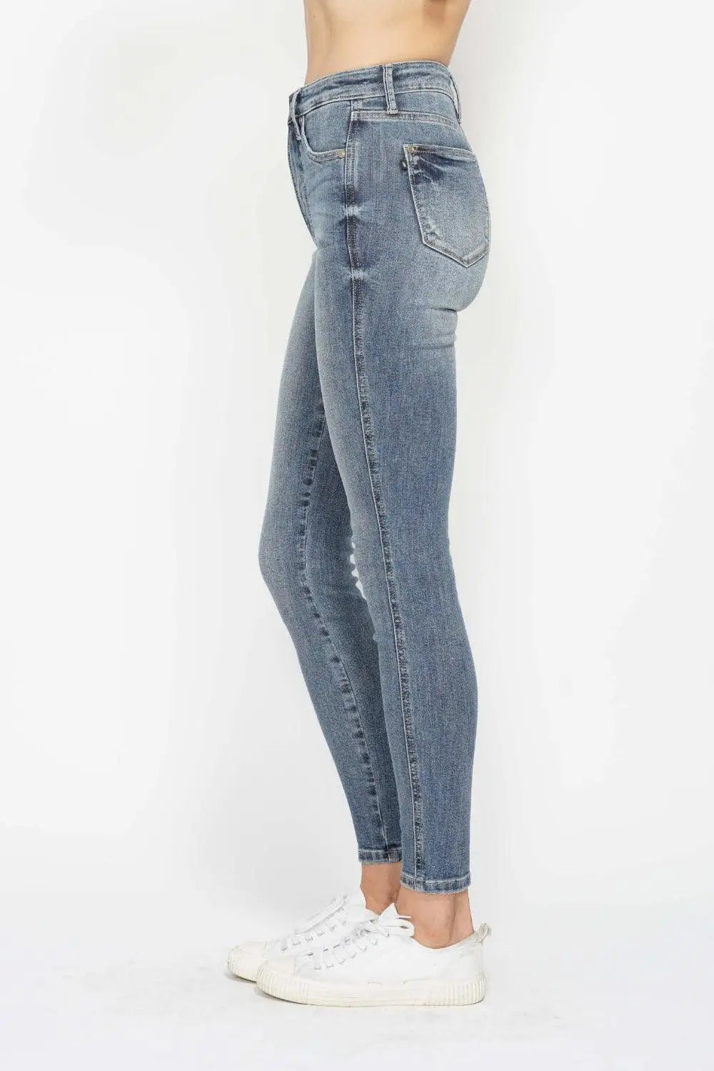 Tummy Control Contrast Wash Skinny Jeans - Skinny Jeans