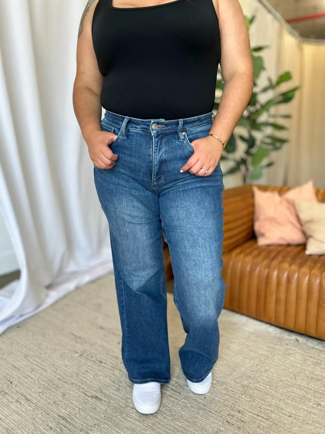 Tummy Control Wide Leg Jeans - Wide Leg Jeans