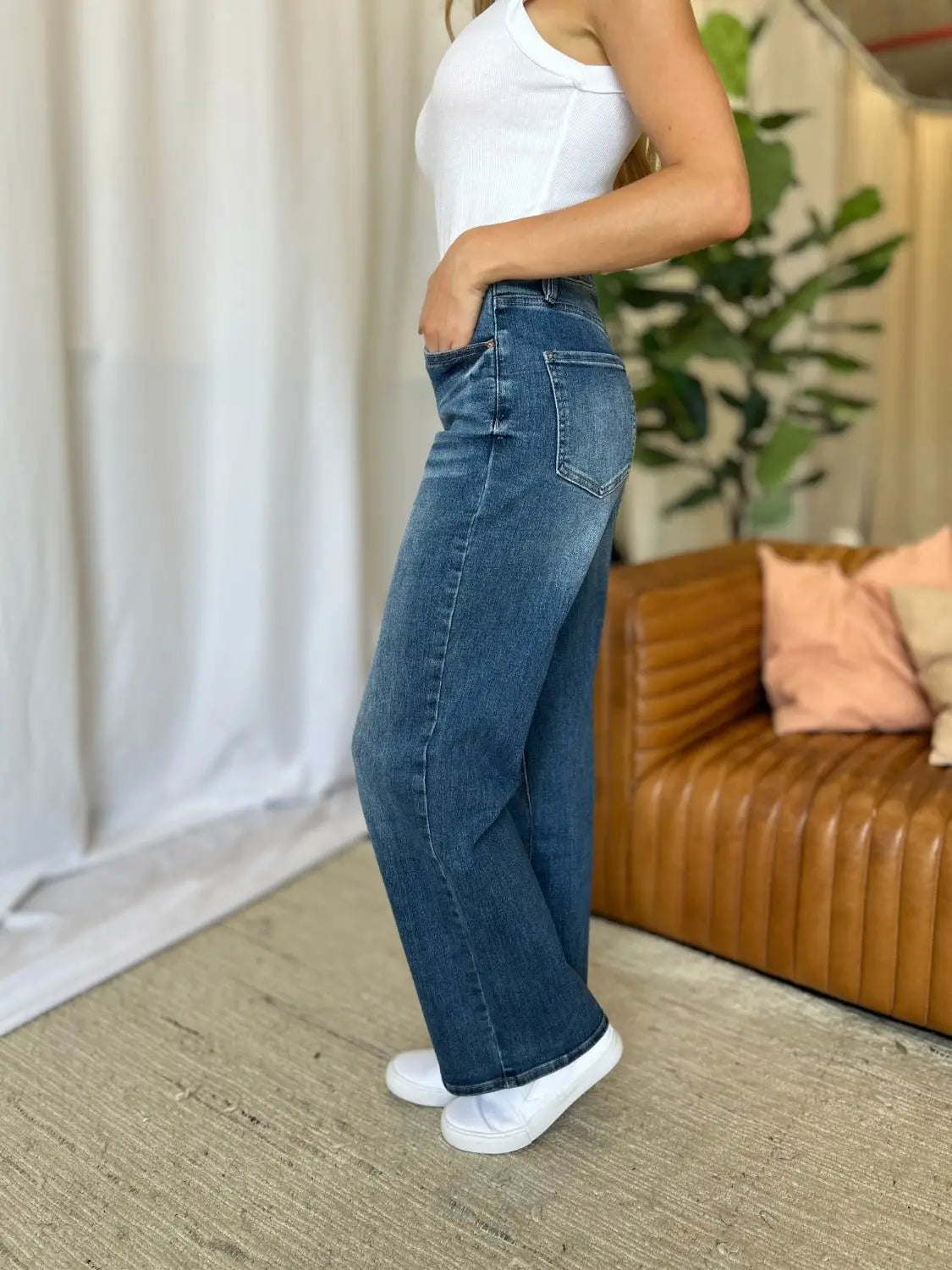 Tummy Control Wide Leg Jeans - Wide Leg Jeans