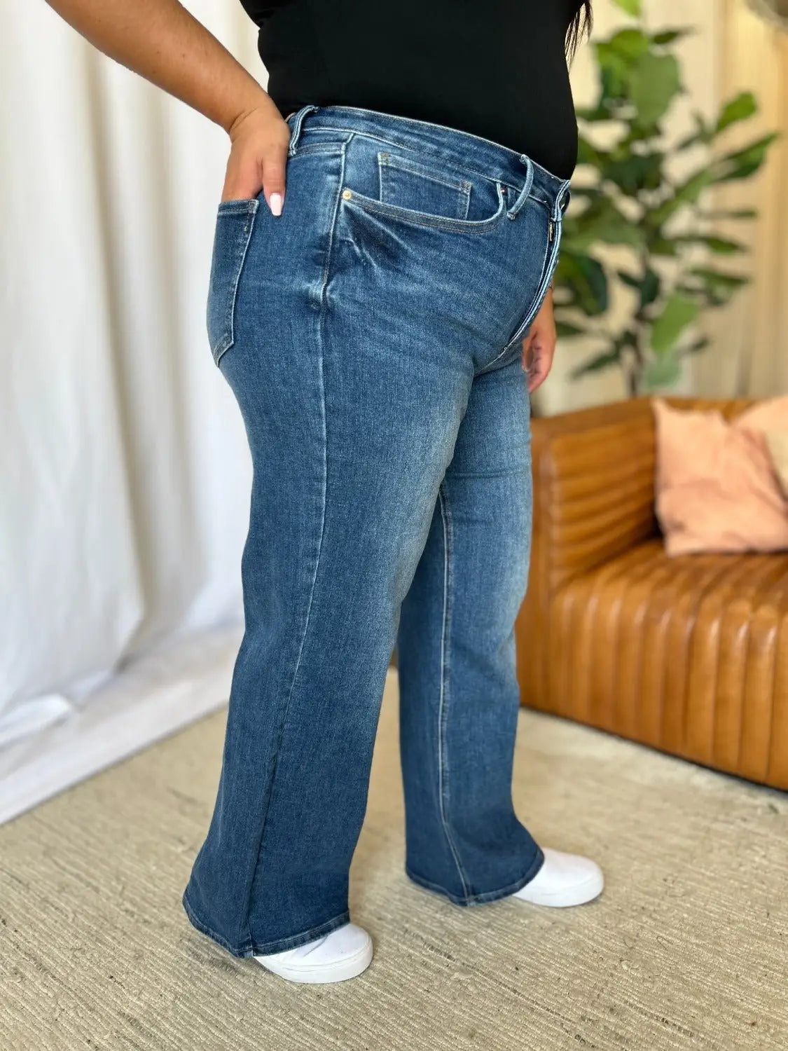 Tummy Control Wide Leg Jeans - Wide Leg Jeans