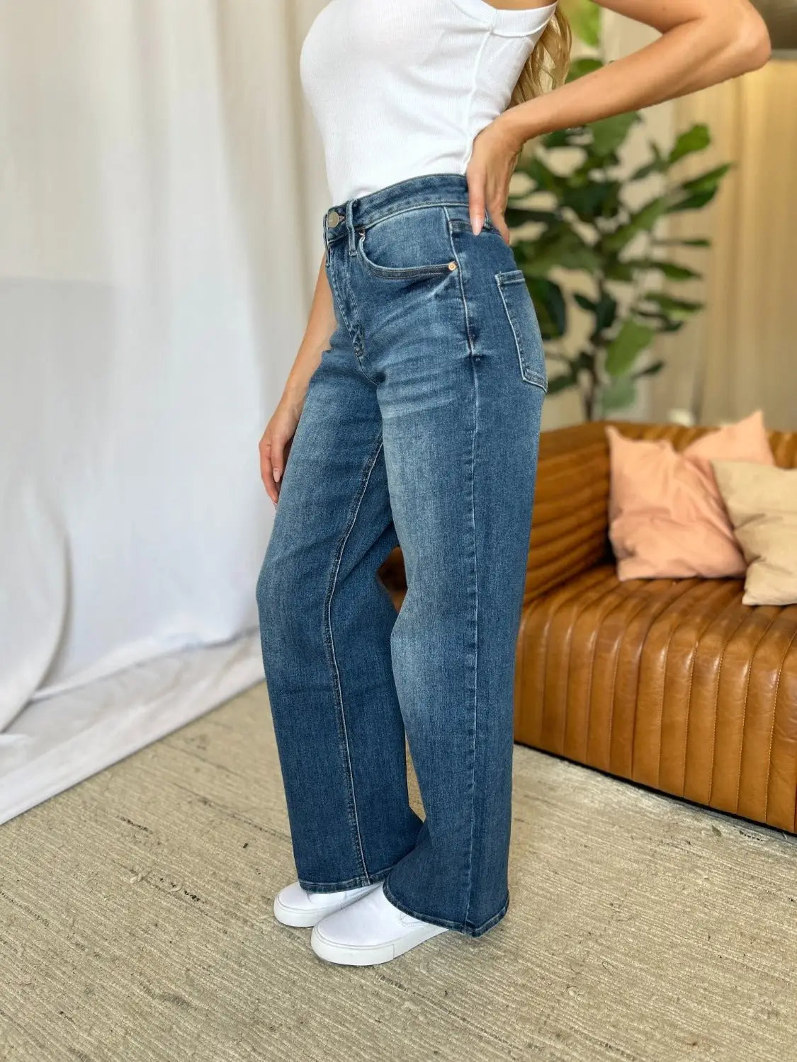 Tummy Control Wide Leg Jeans - Wide Leg Jeans