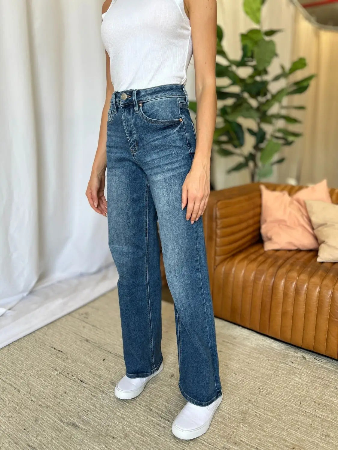 Tummy Control Wide Leg Jeans - Wide Leg Jeans