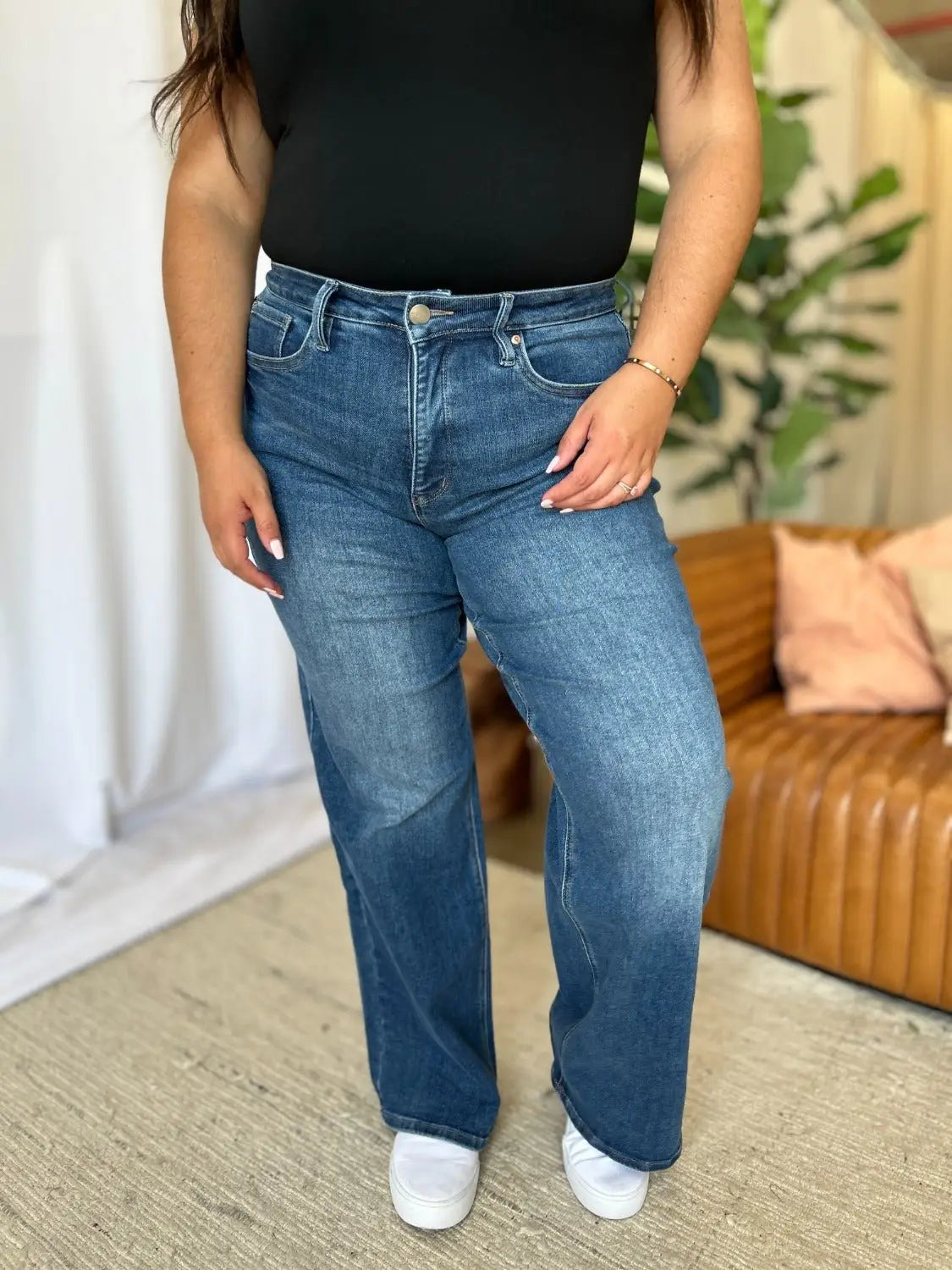 Tummy Control Wide Leg Jeans - Wide Leg Jeans