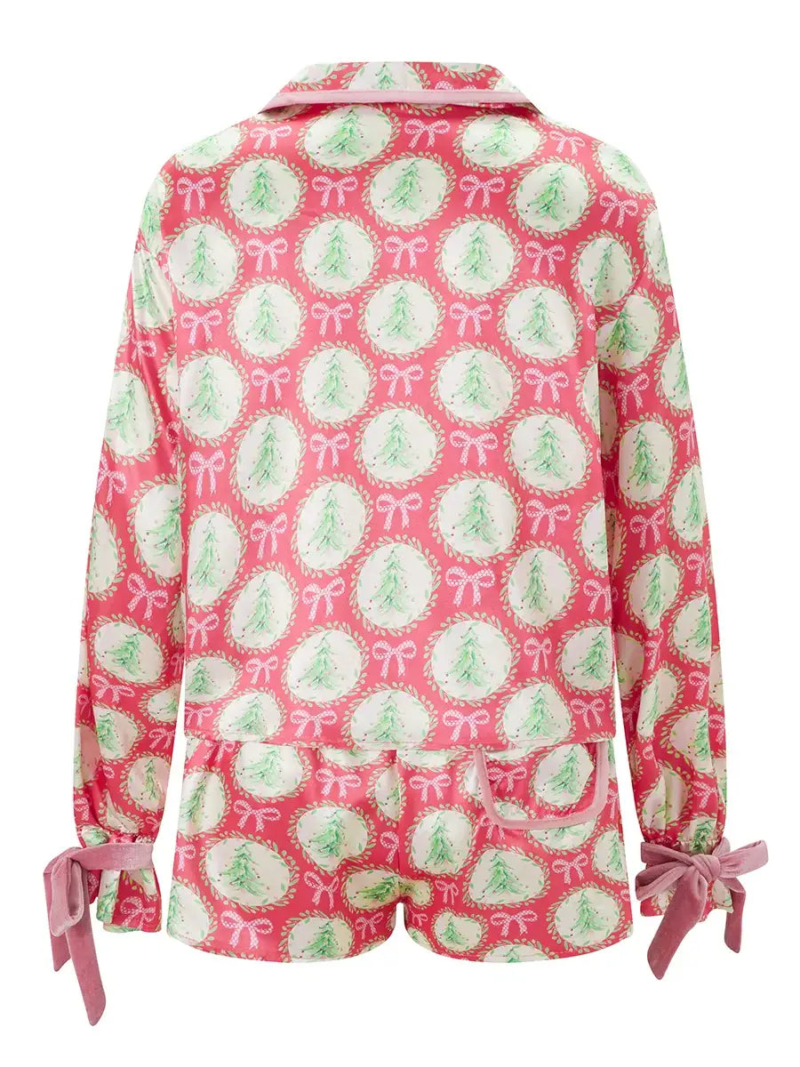 Two Piece Satin Christmas Pajamas Pajamas