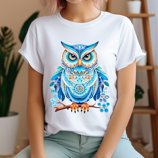 Vibrant Blue Owl T-Shirt