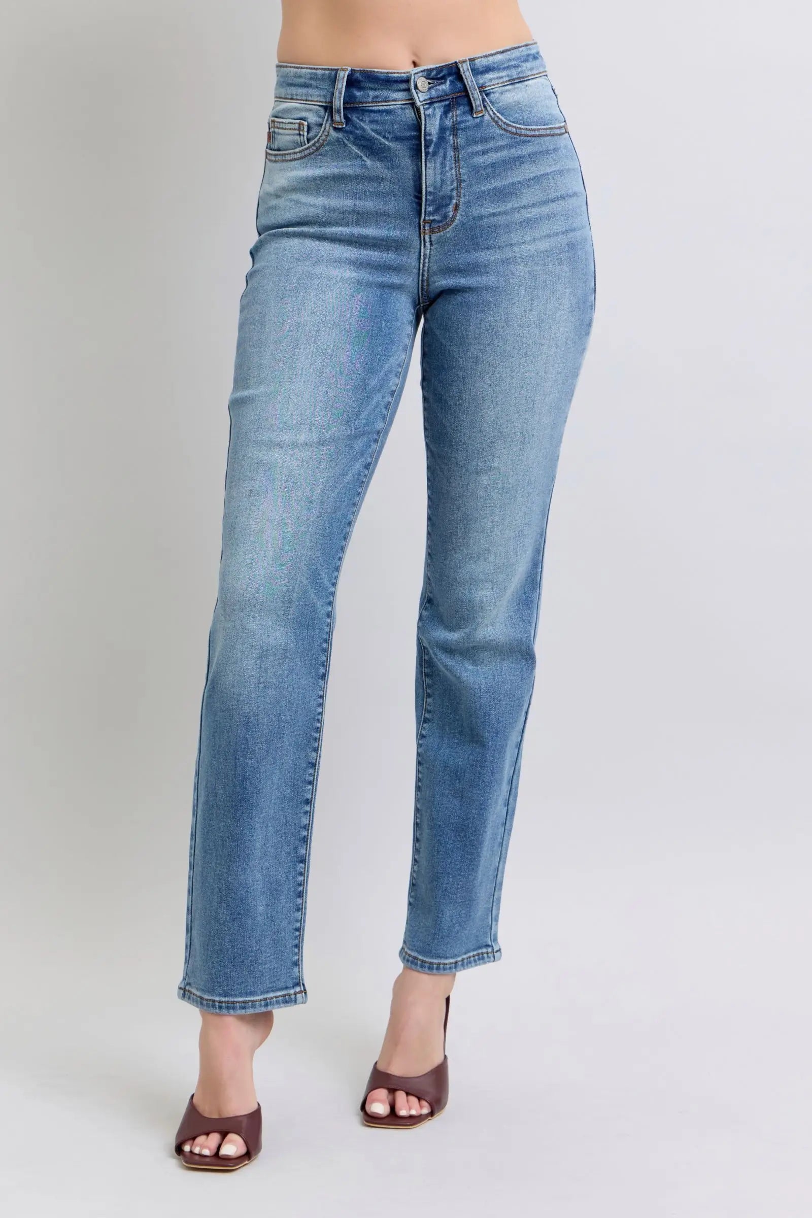 Vintage Wash Thermal Straight Jeans - Eclectage
