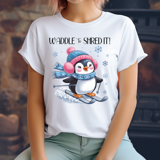 Waddle to Shred It Penguin T-Shirt