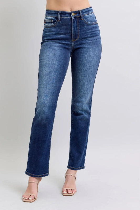 Washed Straight Dark Leg Jeans - Eclectage