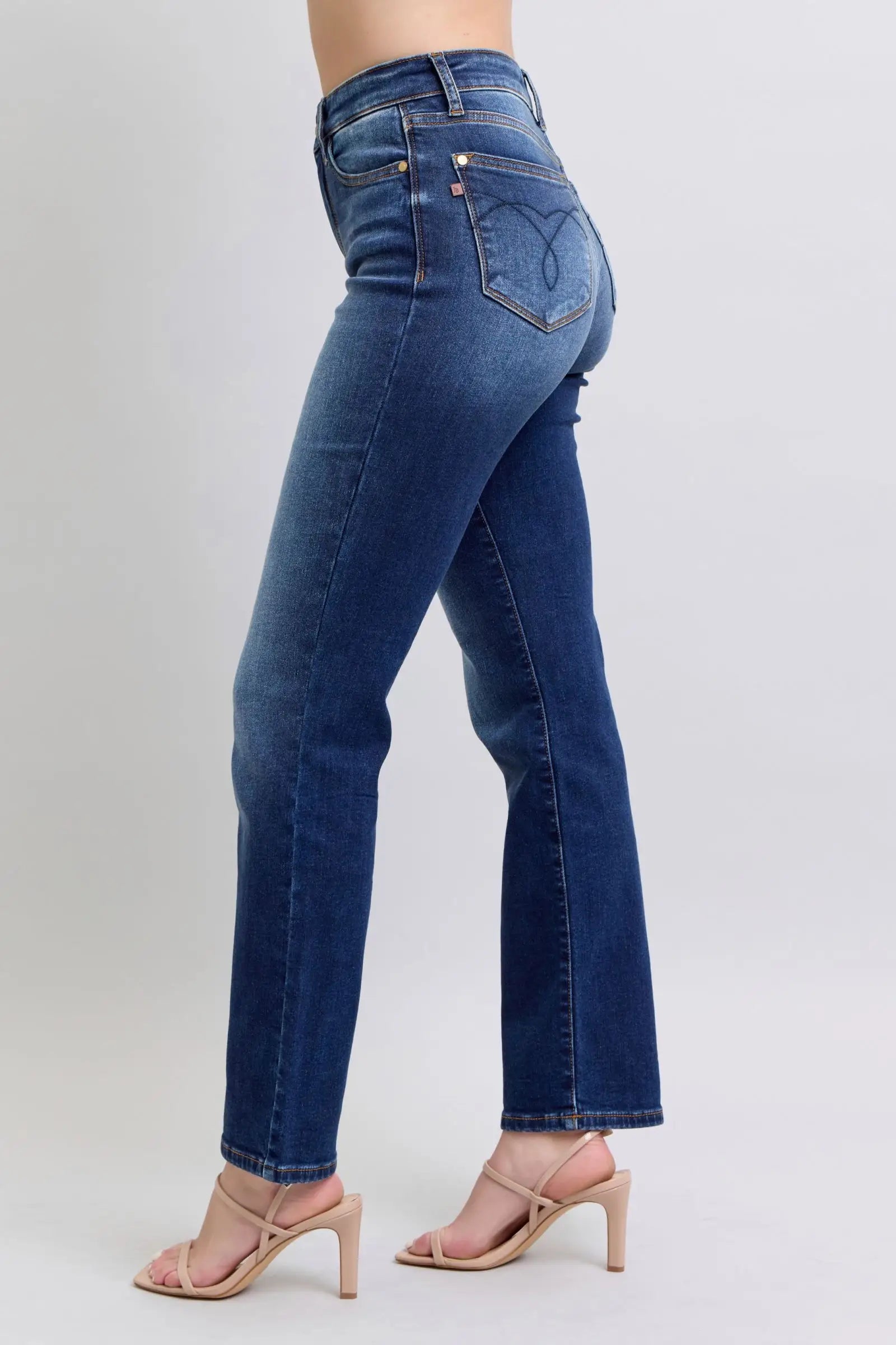 Washed Straight Dark Leg Jeans - Eclectage