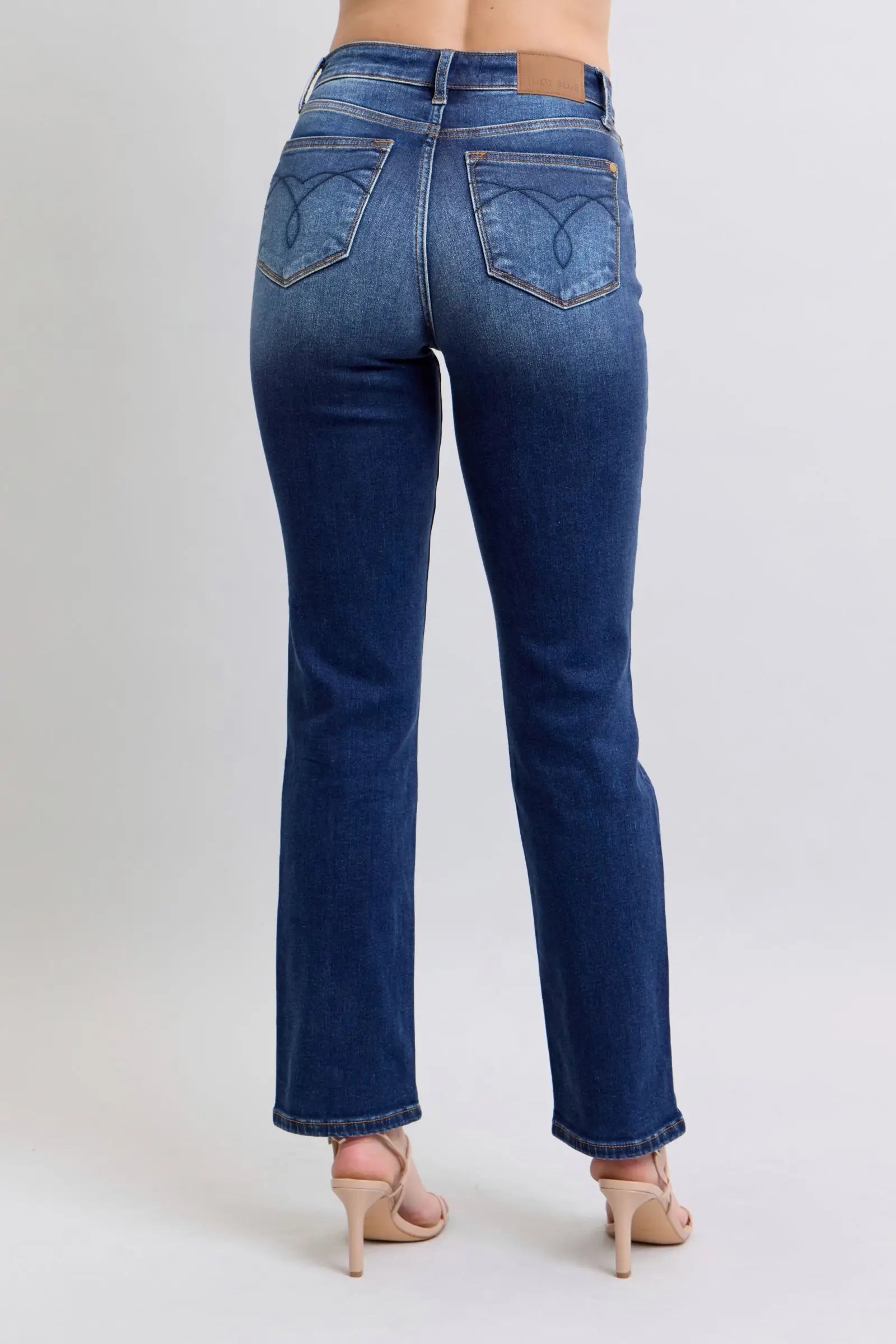 Washed Straight Dark Leg Jeans - Eclectage