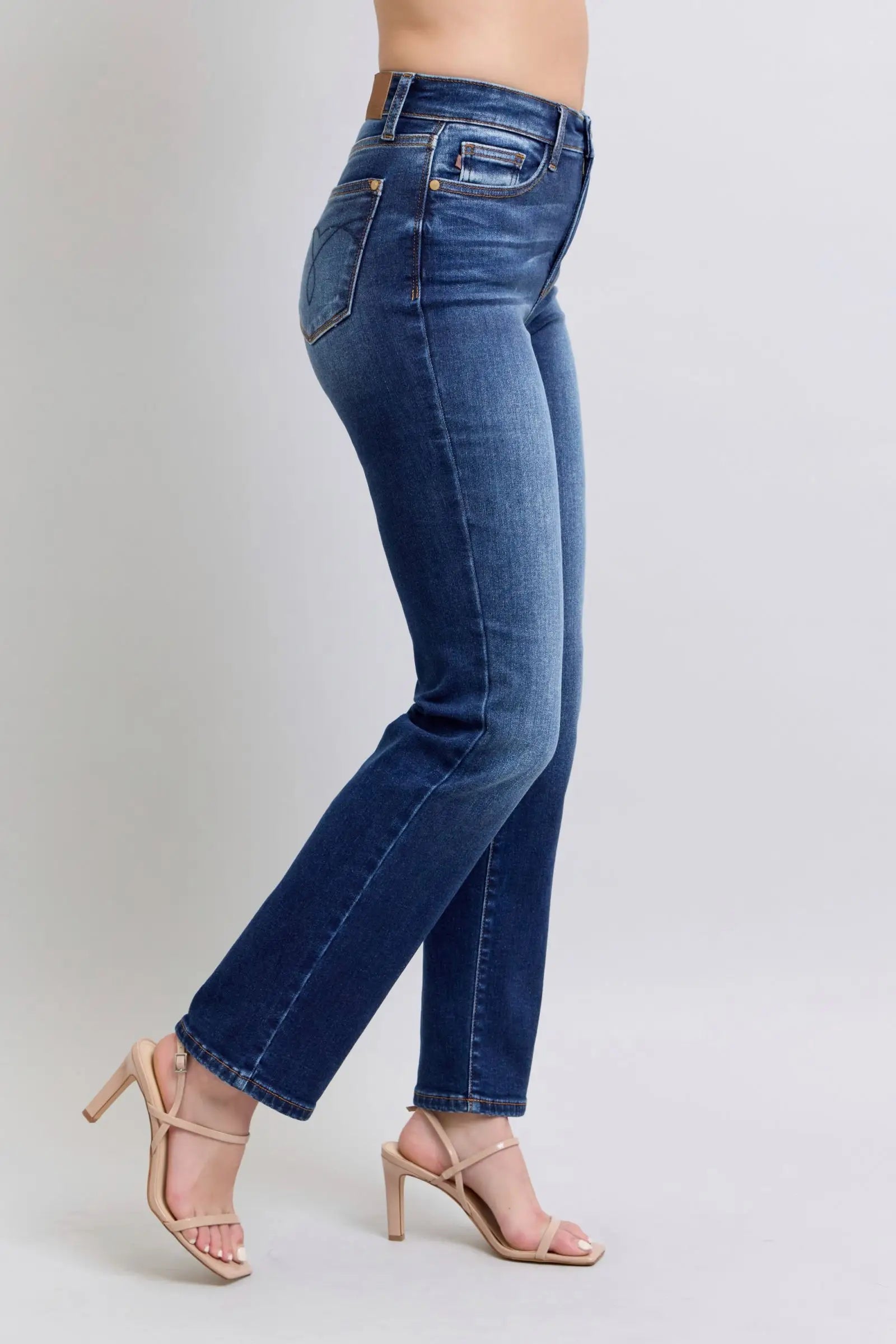 Washed Straight Dark Leg Jeans - Eclectage