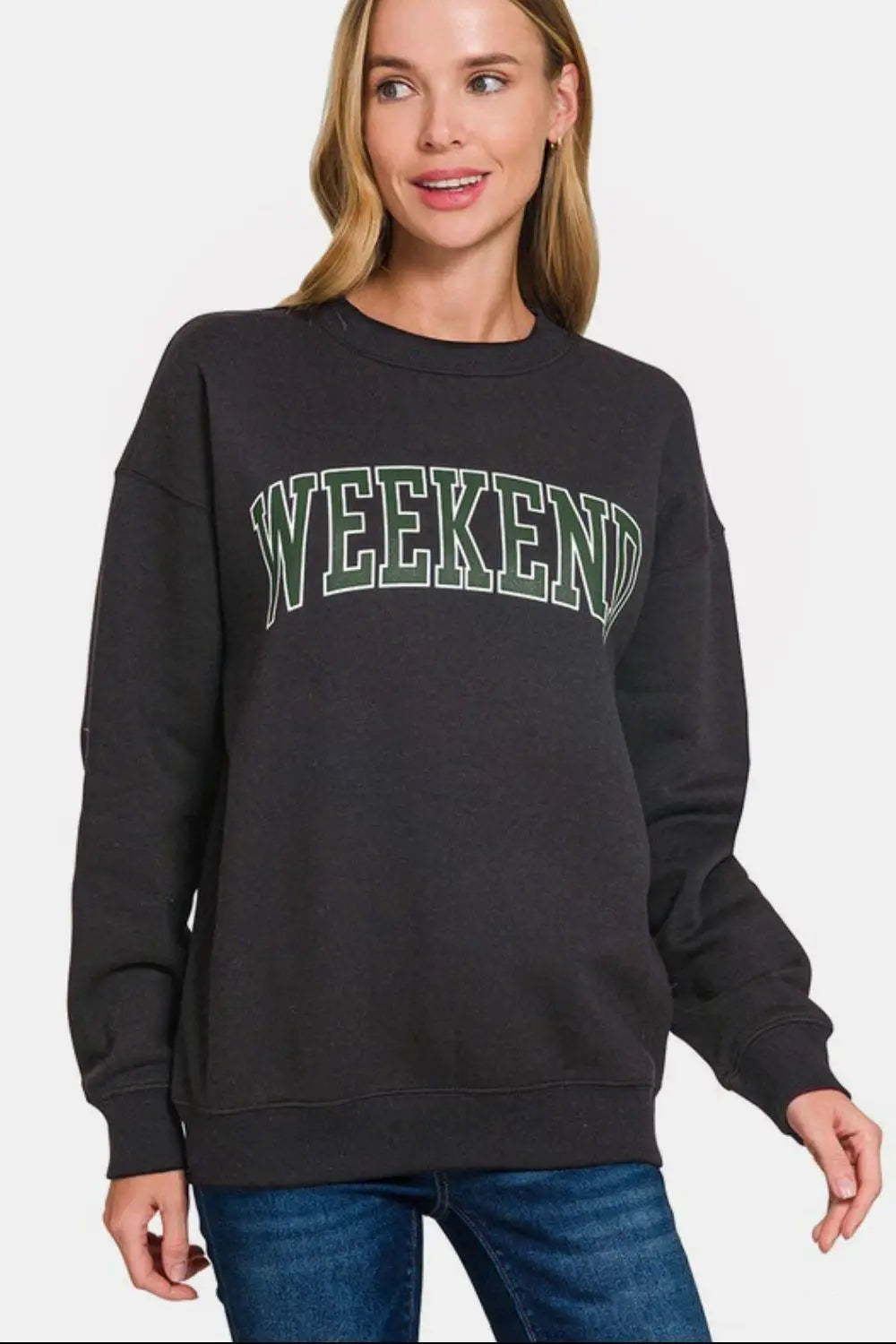 WEEKEND Dropped Shoulder Sweatshirt - Graphic Sweatshirts
