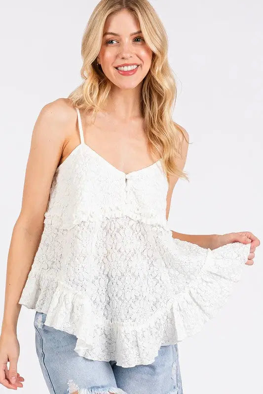 White Textured Cami Top - Eclectage