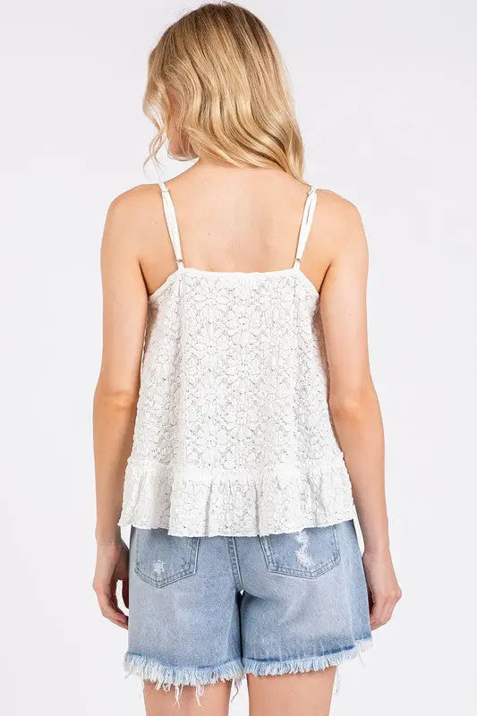 White Textured Cami Top - Eclectage