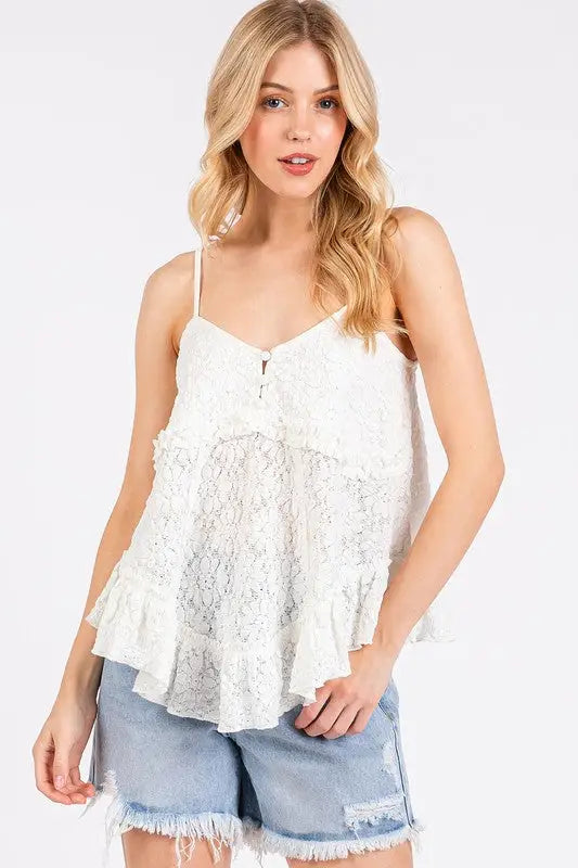 White Textured Cami Top - Eclectage