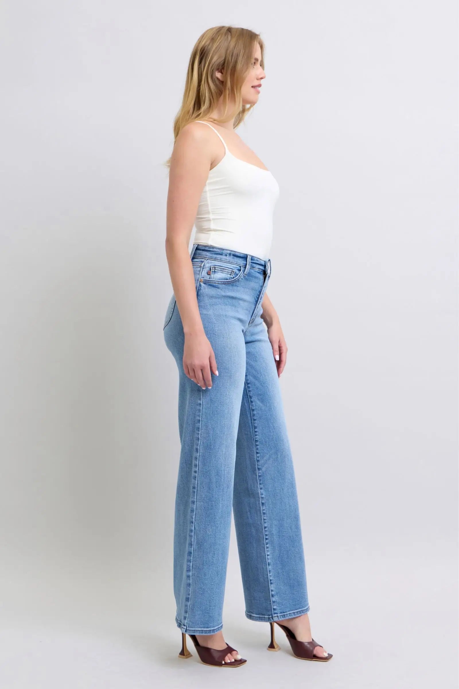 Judy Blue Full Size Wide Leg Jeans with Pockets - Eclectage