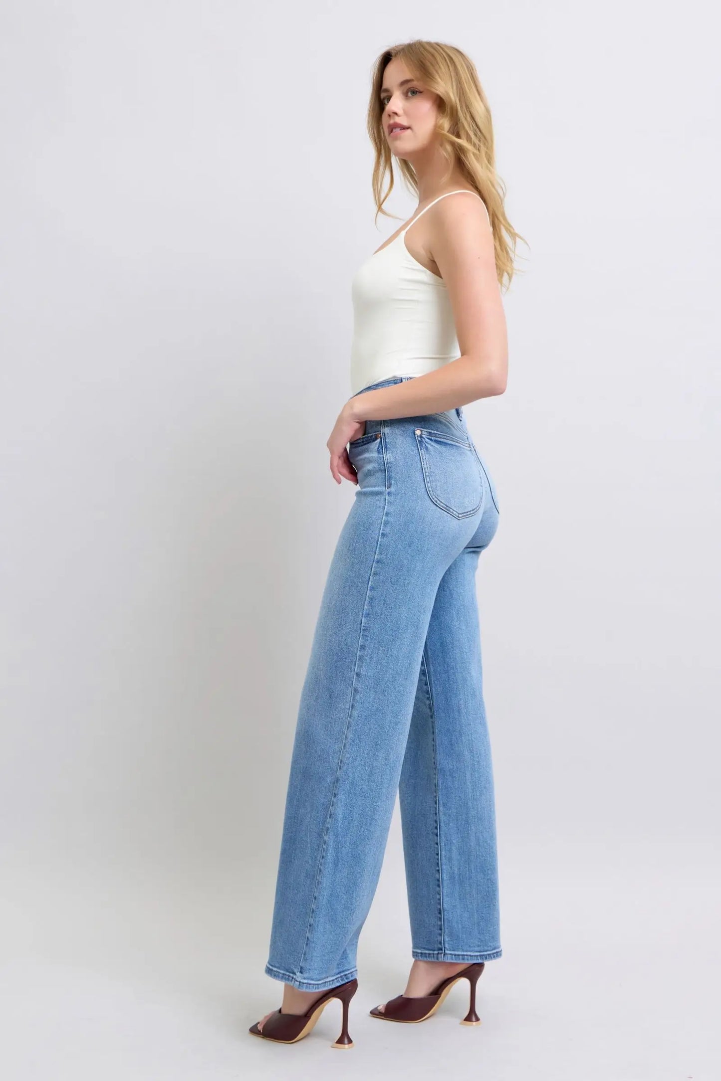 Judy Blue Full Size Wide Leg Jeans with Pockets - Eclectage