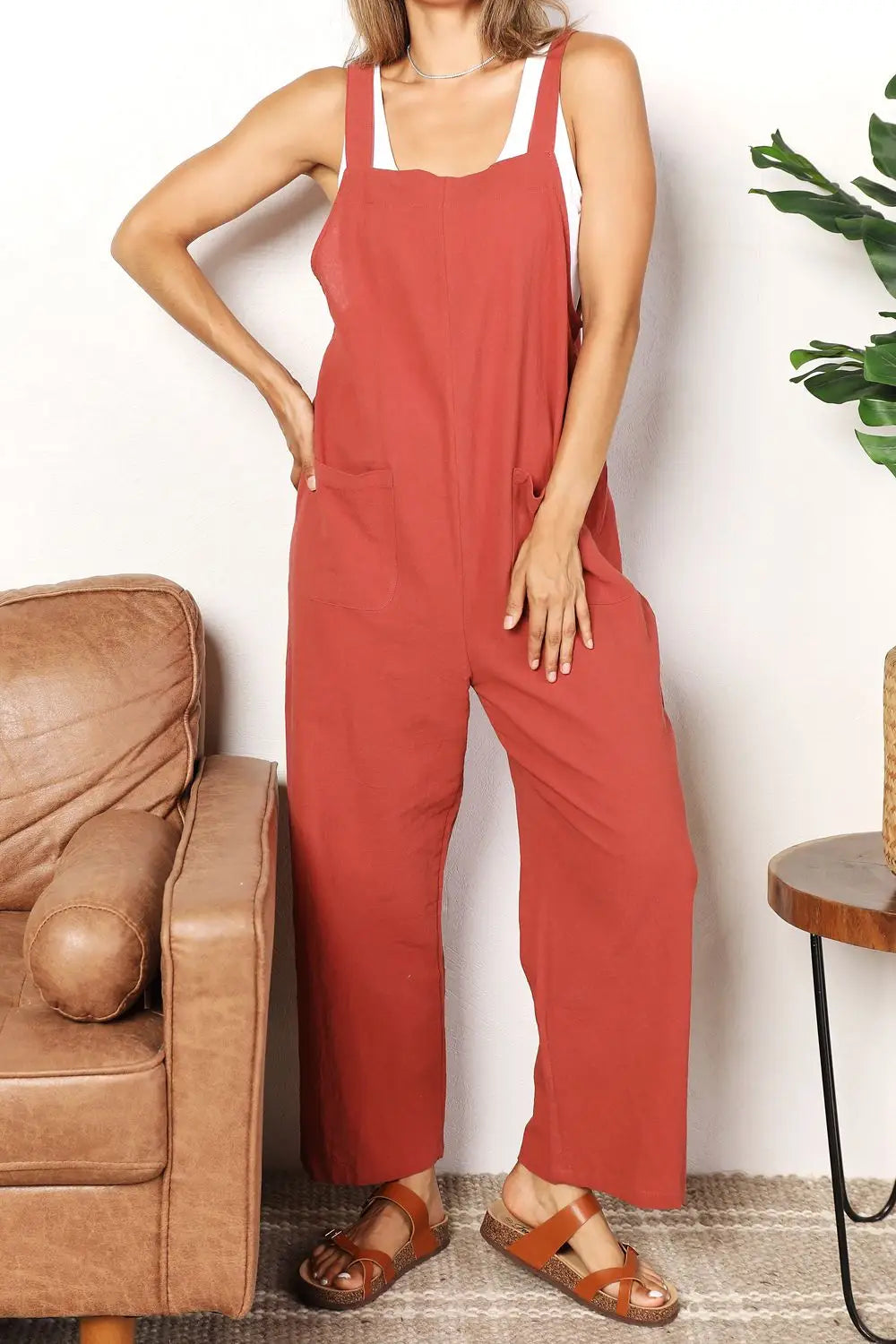 Wide Leg Overalls - Overalls
