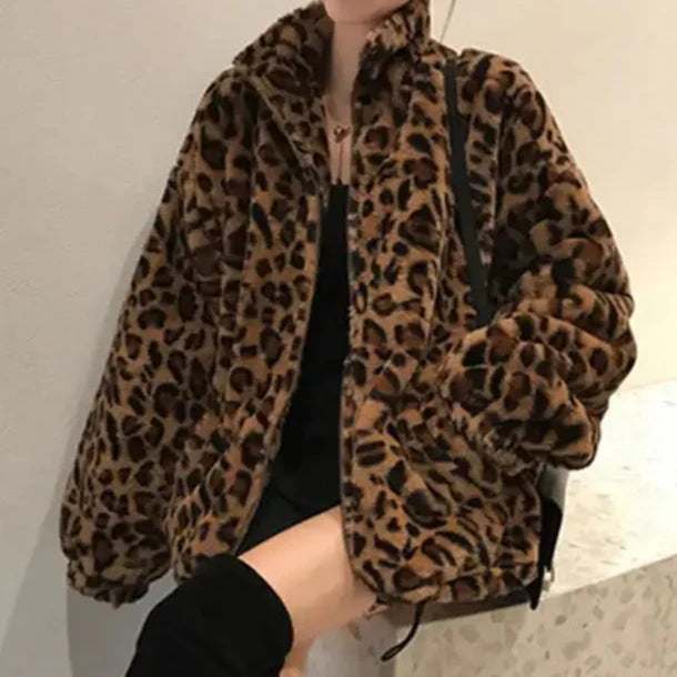 Winter Leopard Print Jacket Coat