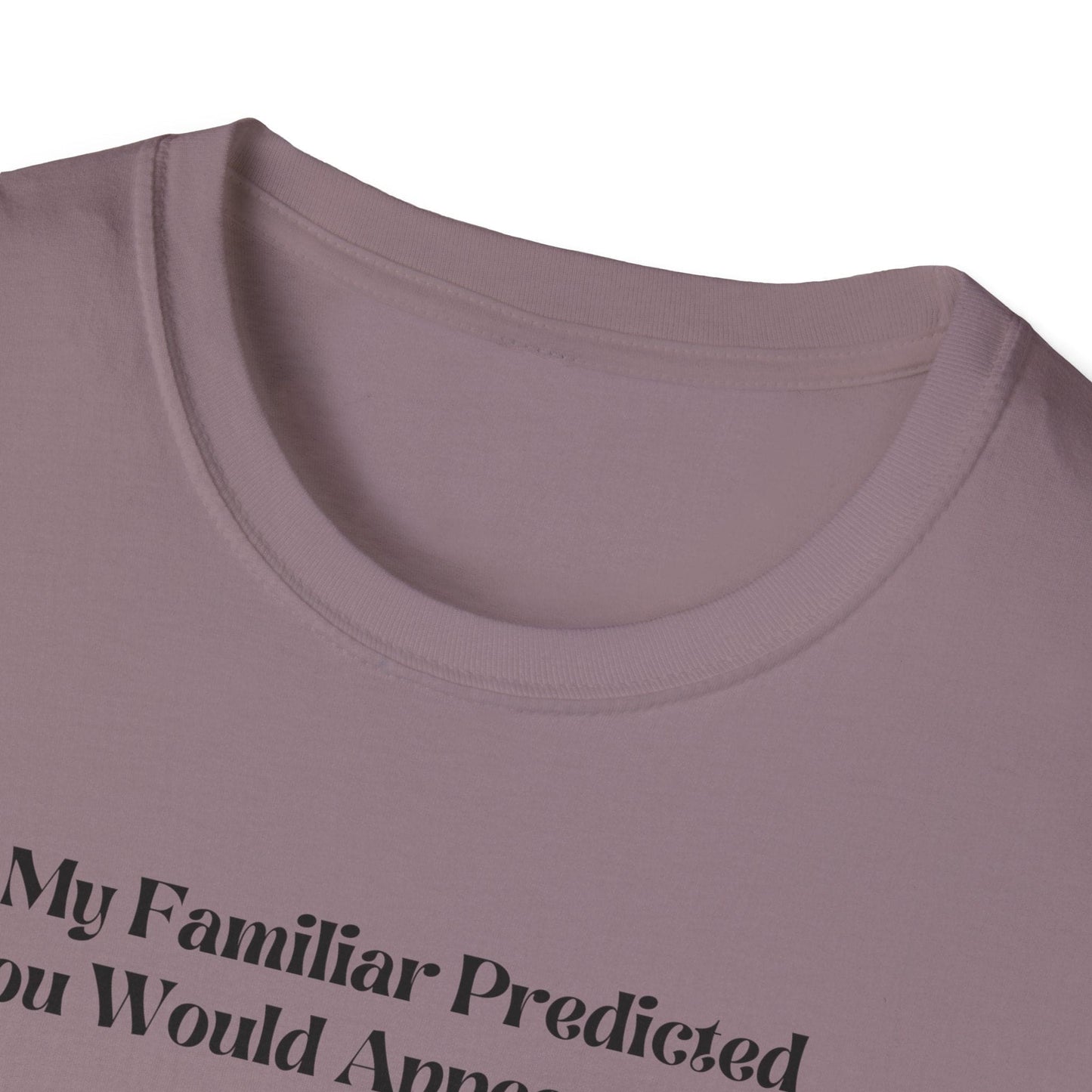 Witchy Psychic Familiar Cat T-Shirt with Funny Conversation Prompting Text - Halloween or Gothic Tee