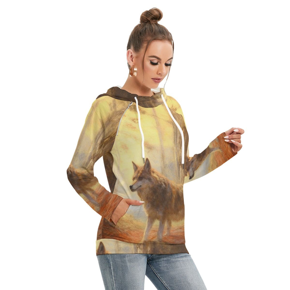 All-Over Print Women’s Hoodie With Double Hood