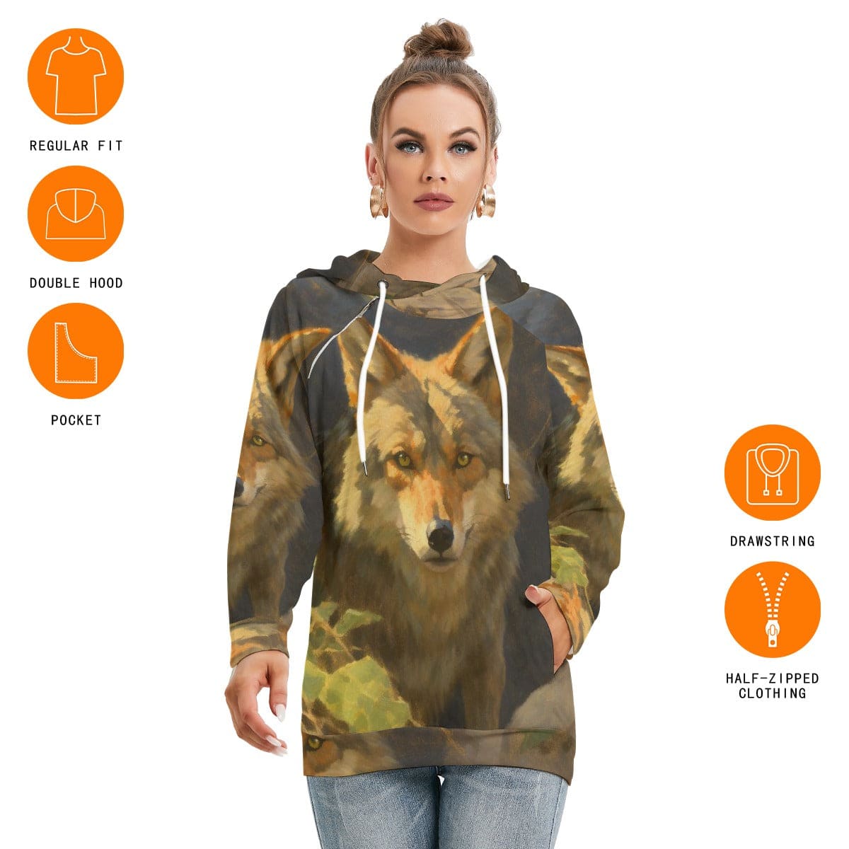 All-Over Print Women’s Hoodie With Double Hood