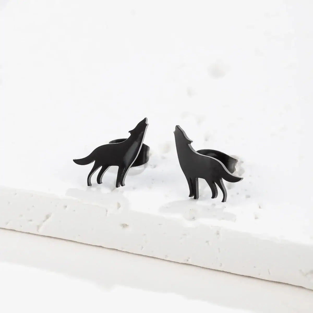 Wolf Stainless Steel Stud Earrings