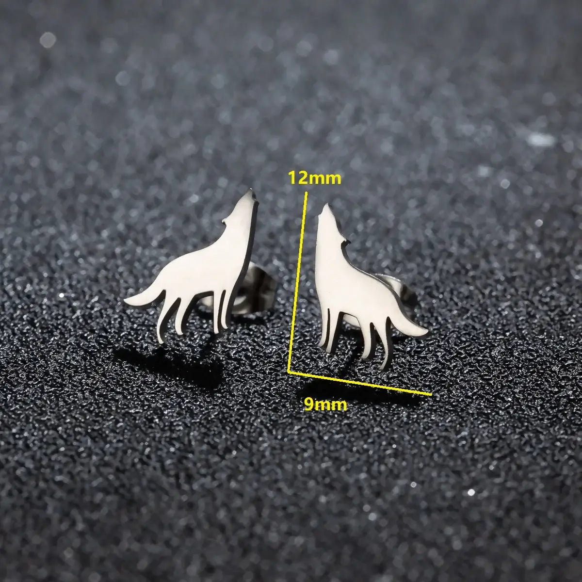 Wolf Stainless Steel Stud Earrings