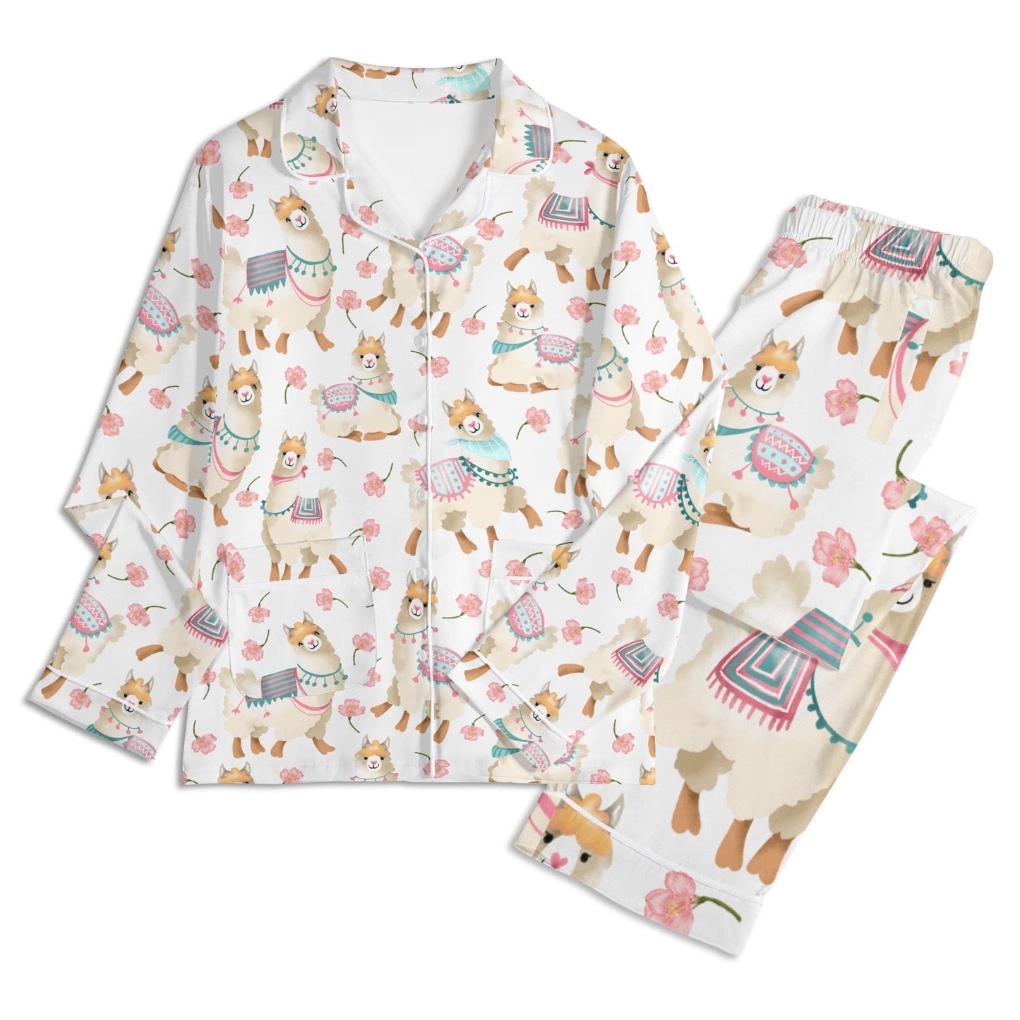 Alpacas and Flowers Pajama Shirt and Pants Set