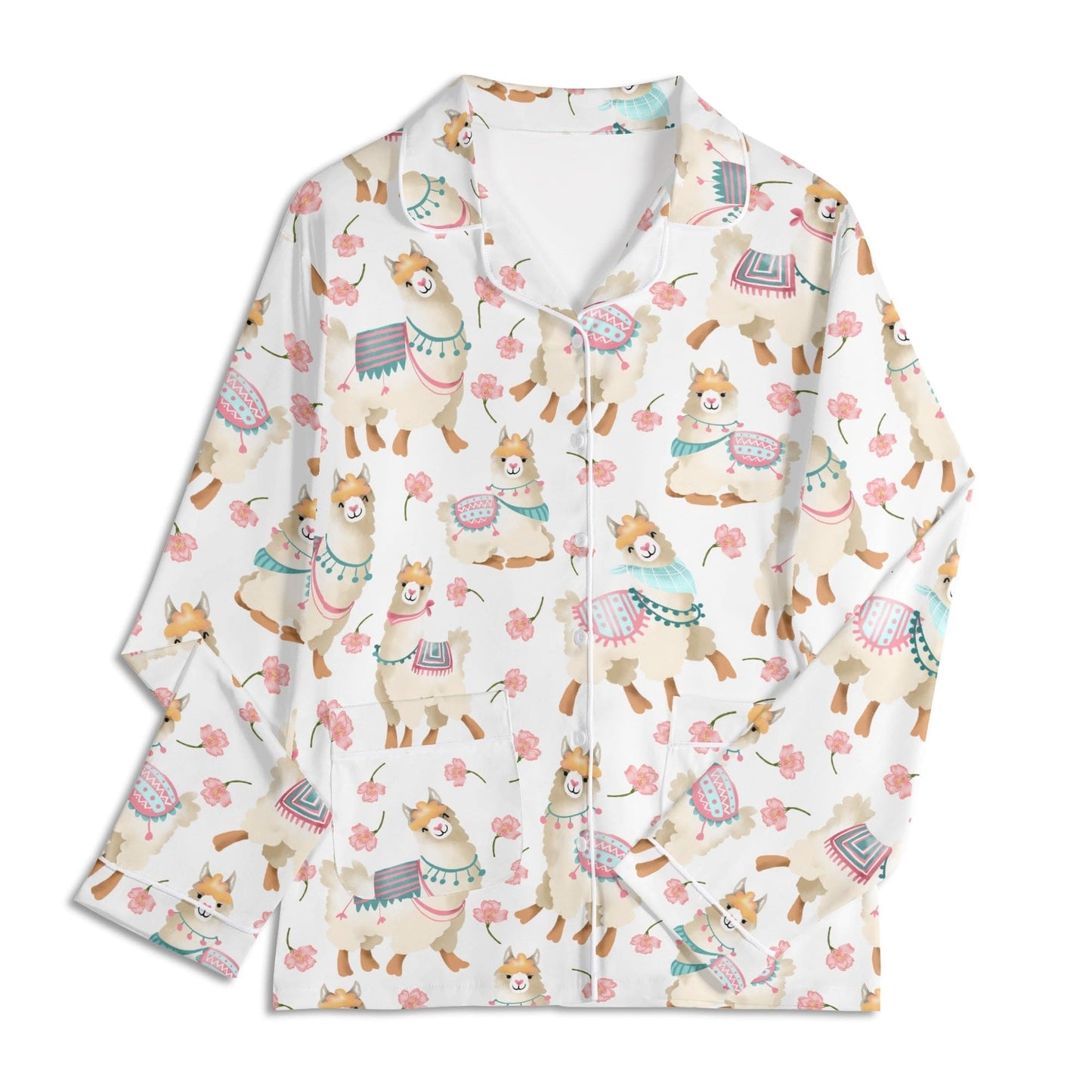 Alpacas and Flowers Pajama Shirt and Pants Set