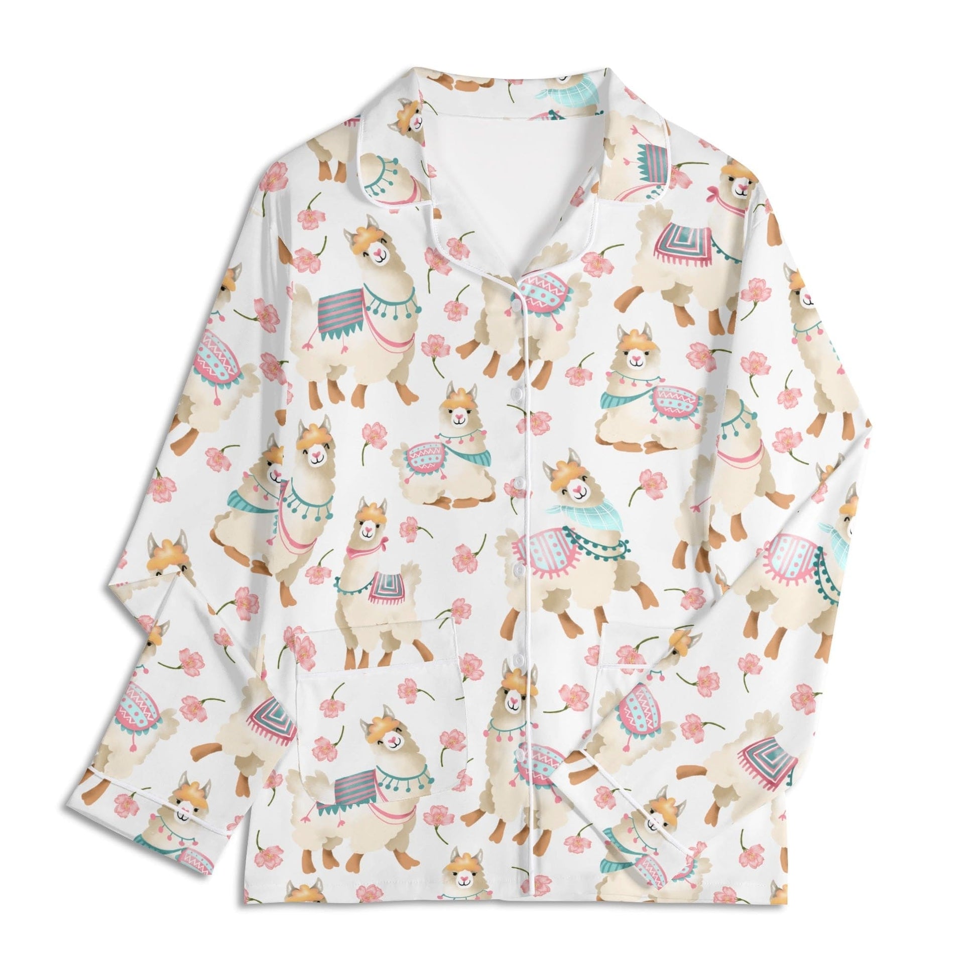 Alpacas and Flowers Pajama Shirt and Pants Set