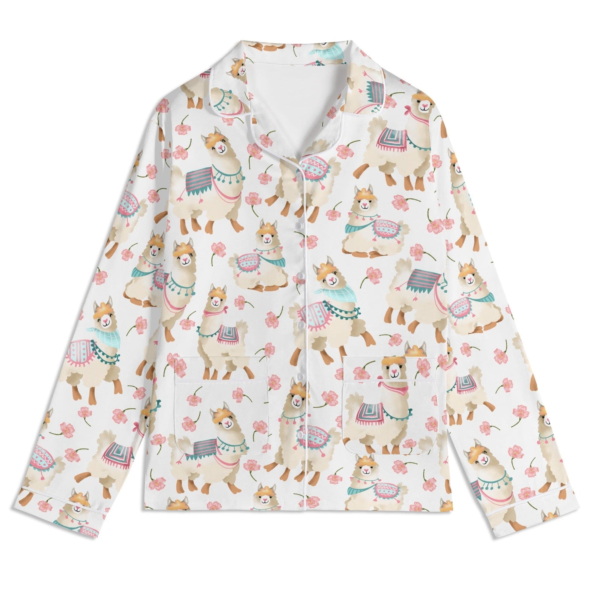 Alpacas and Flowers Pajama Shirt and Pants Set