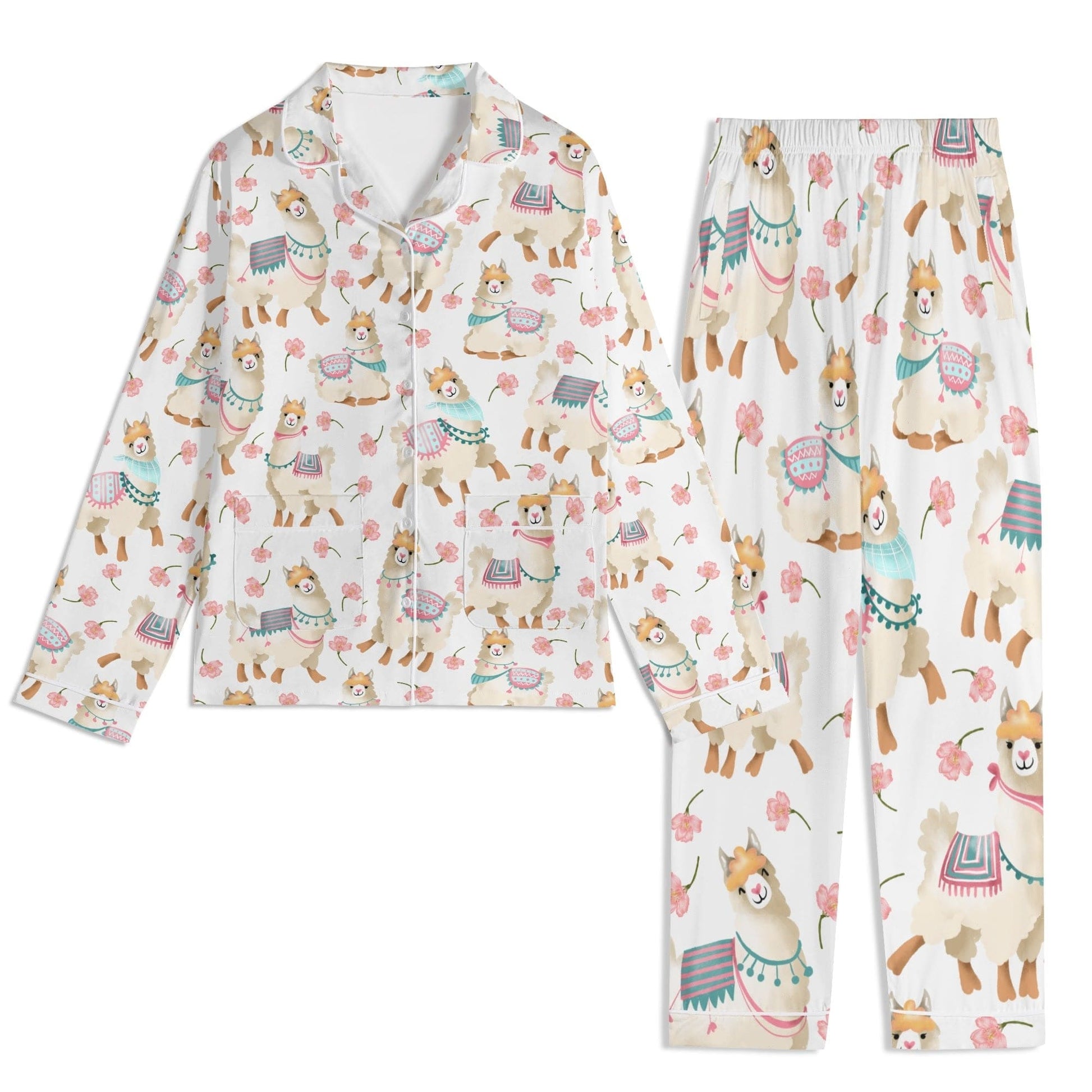 Alpacas and Flowers Pajama Shirt and Pants Set