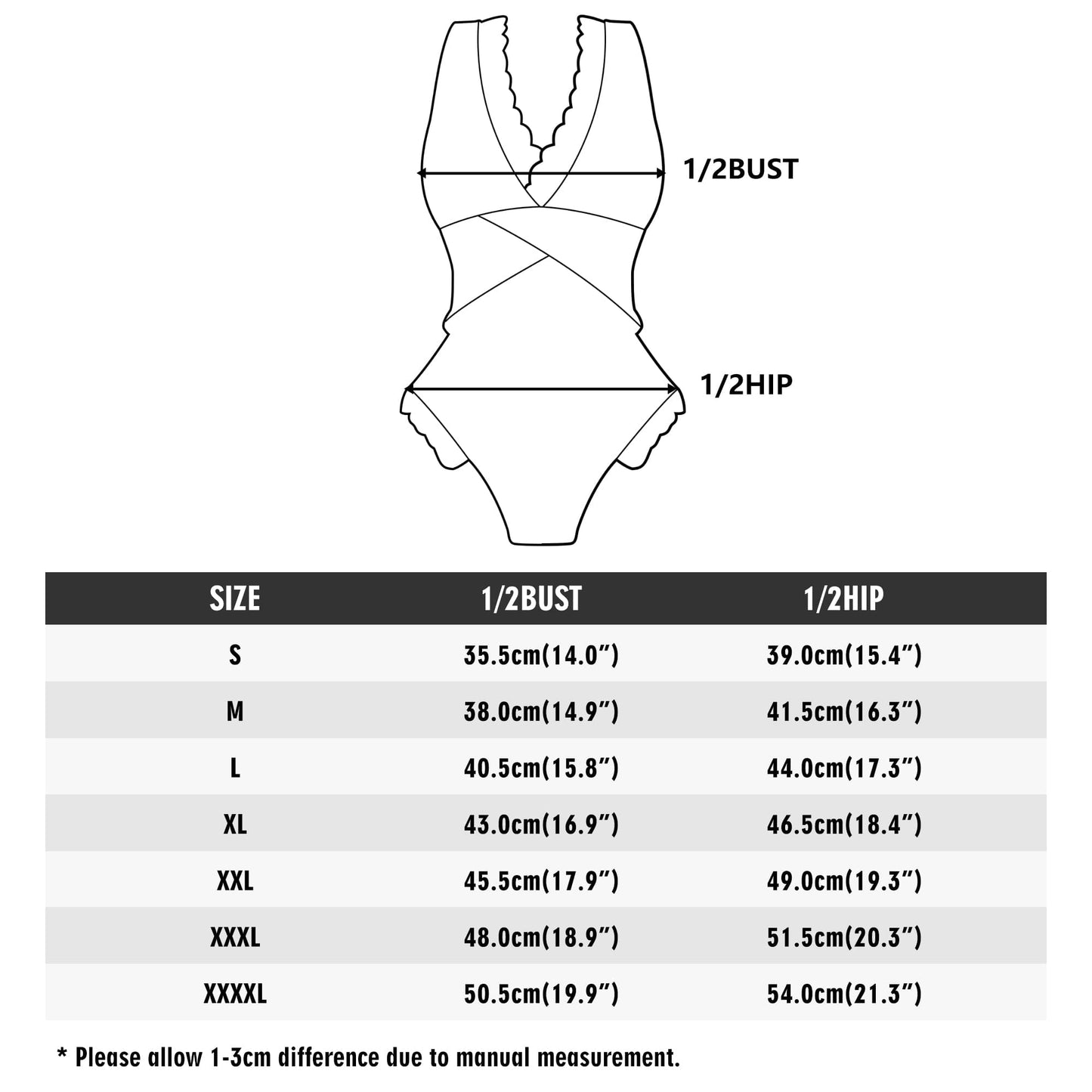 Womens Ruffle Edge Cross-Front One Piece Swimsuit Bathing Suit