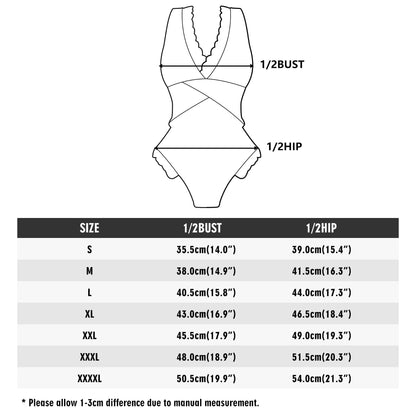 Womens Ruffle Edge Cross-Front One Piece Swimsuit Bathing Suit