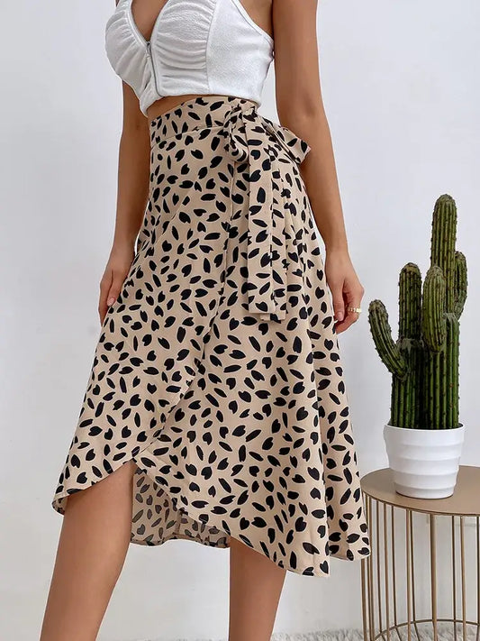 Wrap Leopard Print Skirt