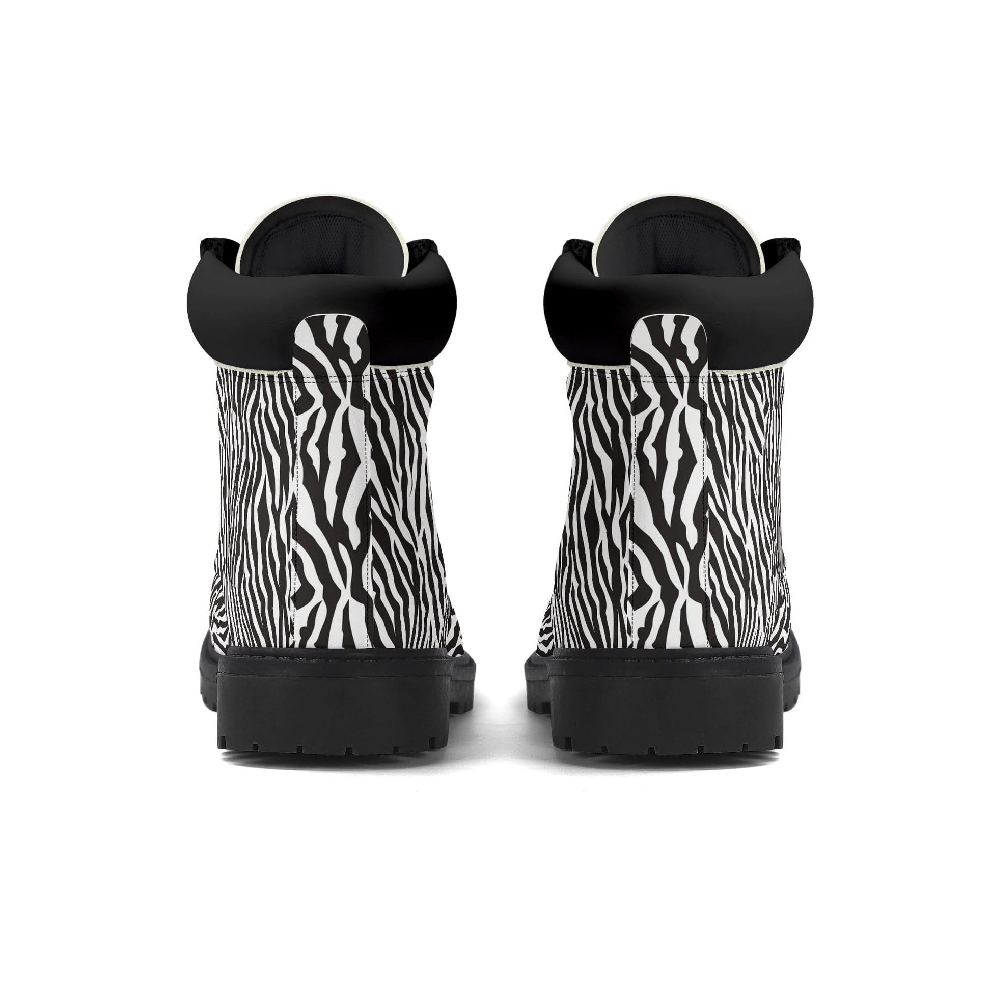 Zebra Print Black Faux Leather Boots