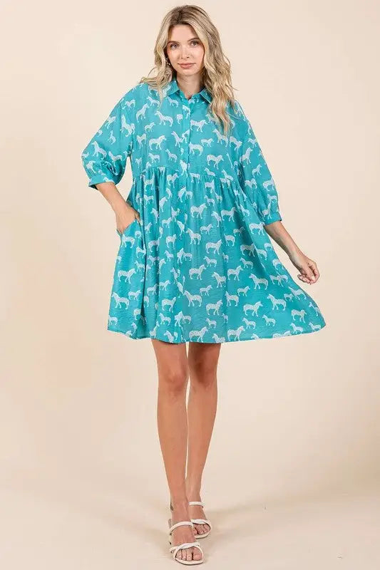 Mittoshop Zebra Print Button Down Shirt Mini Dress - Eclectage