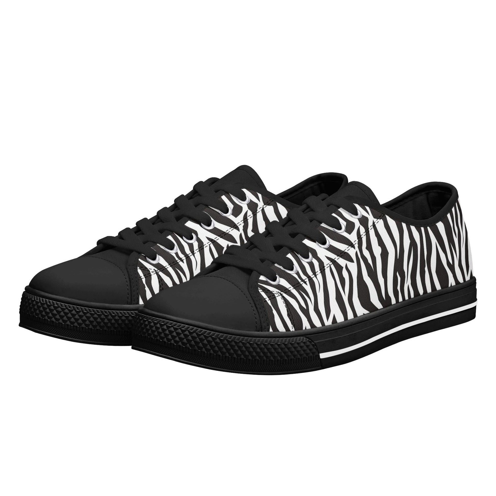 Low Top Zebra Print Canvas Shoes Black or White