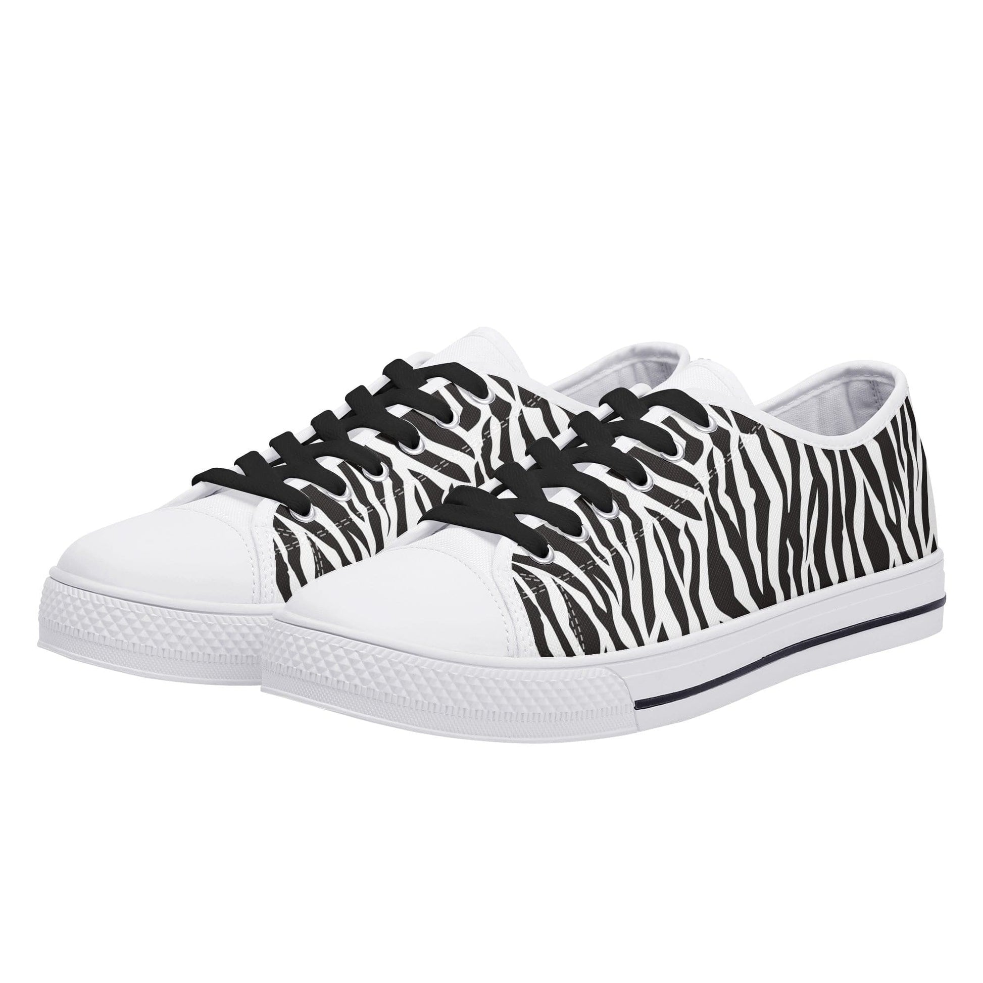 Low Top Zebra Print Canvas Shoes Black or White