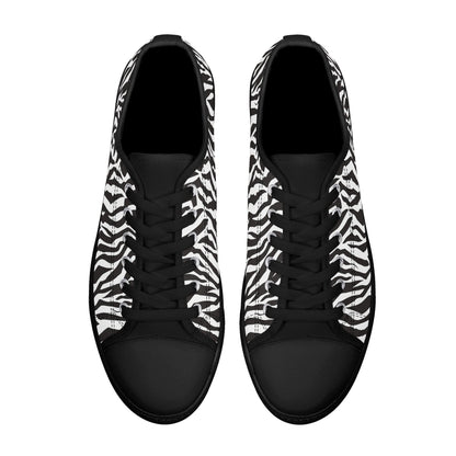 Low Top Zebra Print Canvas Shoes Black or White